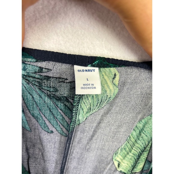 Old Navy Women's Black Tropical Leaf Print Maxi Dress Size L Spaghetti Strap - Picture 6 of 7